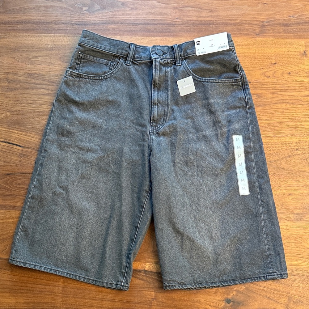 Men's Black Wash Denim Shorts / Jorts
